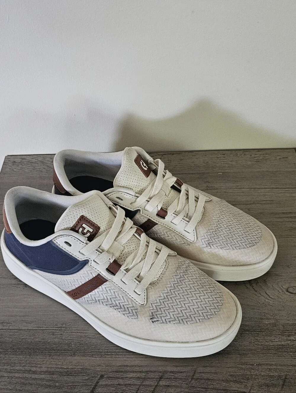 Cole Haan Men's Grand Crosscourt Winner sneakers Ivory Navy Blue Brown 8 M